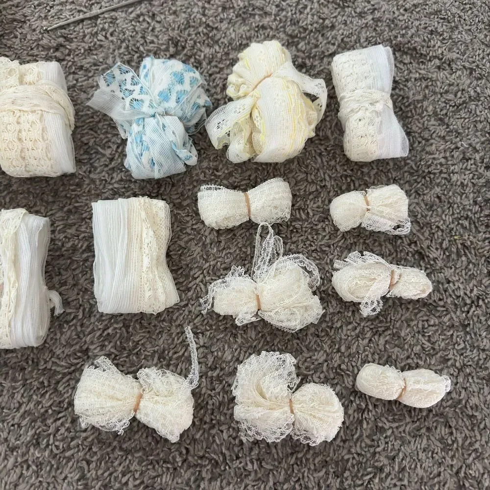 VTG Lace Trim Sewing Lot White Ivory Crochet Cotton Eyelet Ribbon Ribbon Crochet